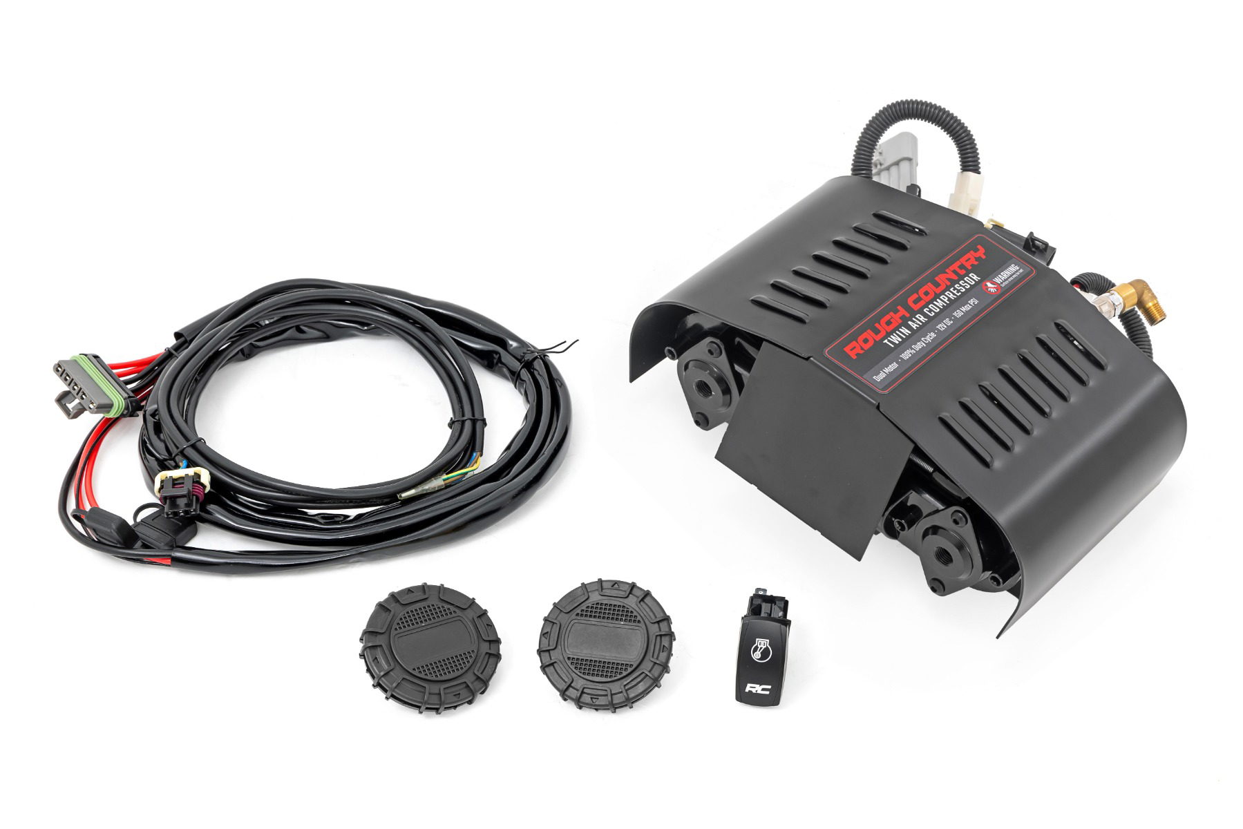 Rough Country Twin Motor Air Compressor Kit — 12V, 100% Duty Cycle