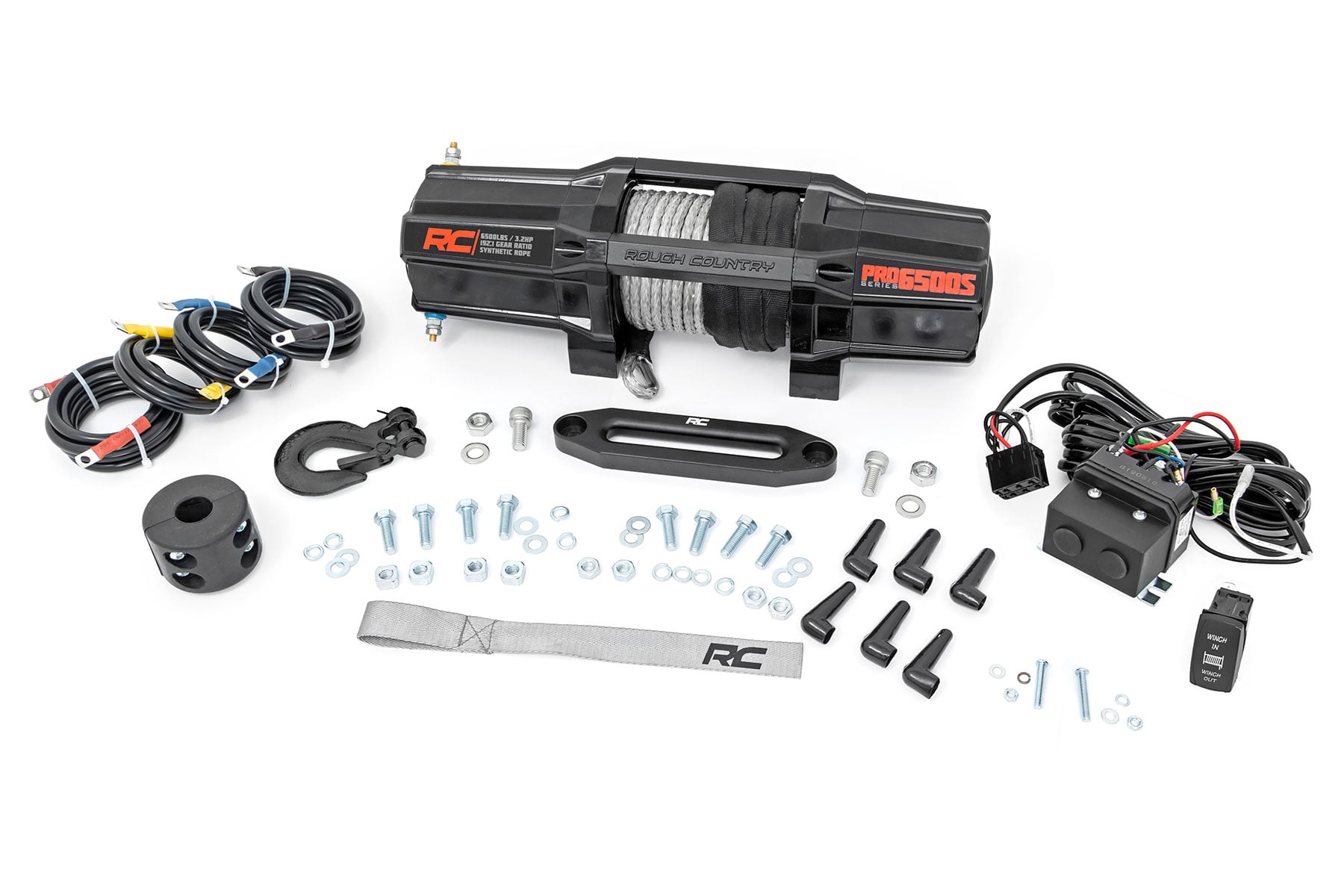 Rough Country 6500 lb Winch with Synthetic Rope and Wireless Remote