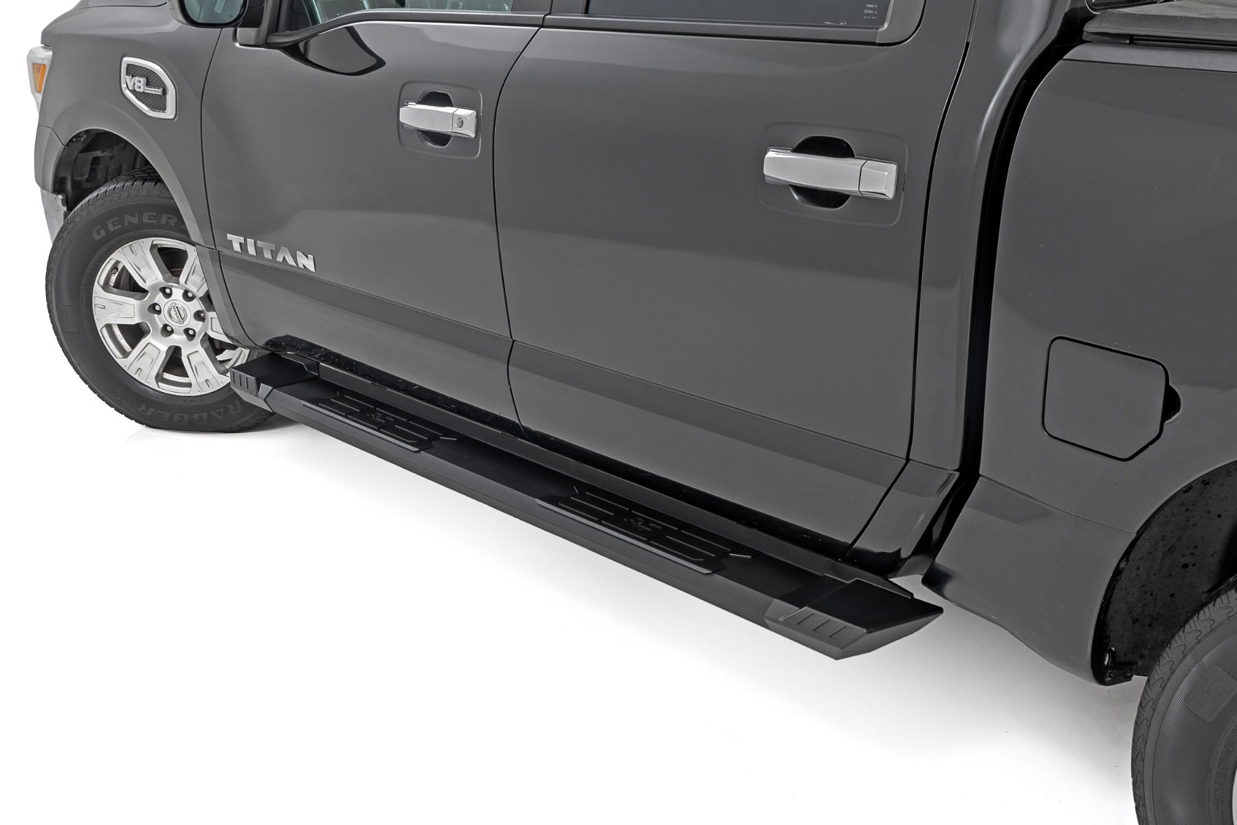70-Inch HD2 Aluminum Running Boards for Nissan Titan Crew Cab, Rough Country SRB041785A