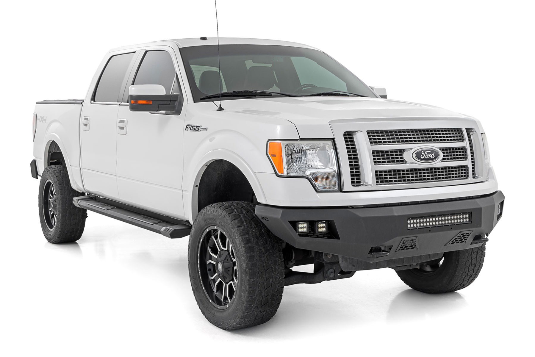 76-Inch HD2 Aluminum Running Boards for 2009–2014 Ford F-150 SuperCrew, Rough Country SRB091491A