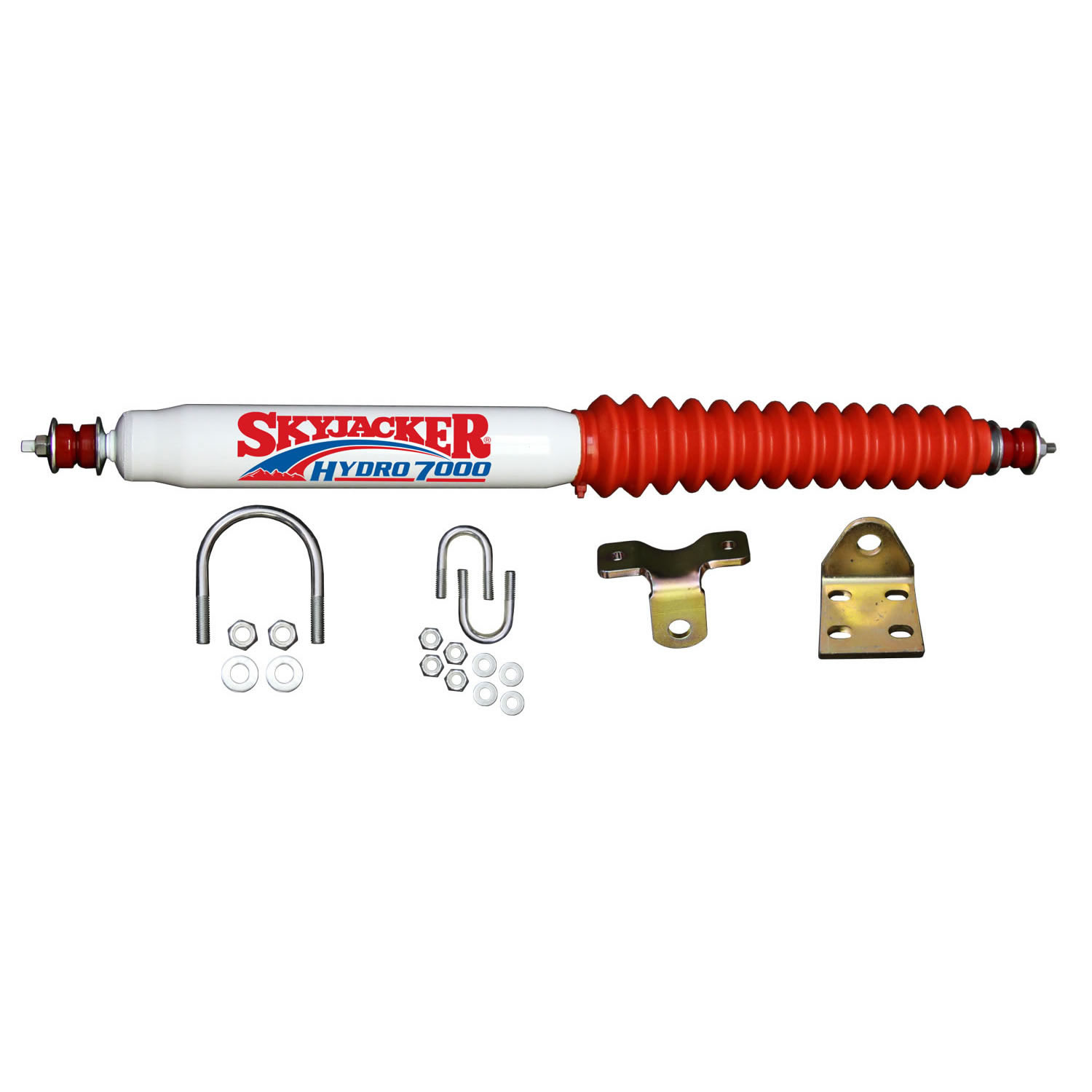 Skyjacker Single Steering Stabilizer Kit, White with Red Boot