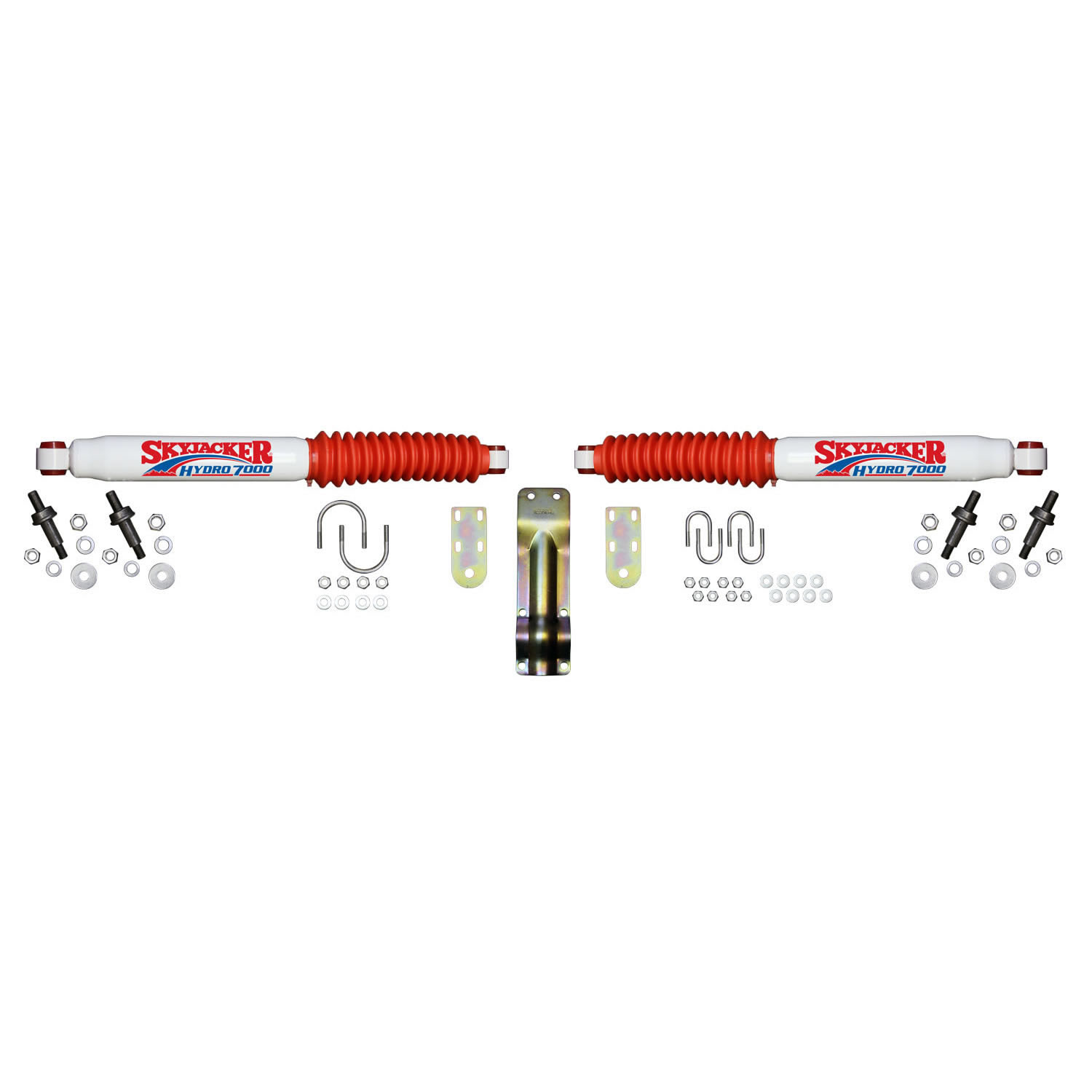 Skyjacker Dual Steering Stabilizer Kit, White with Red Boot
