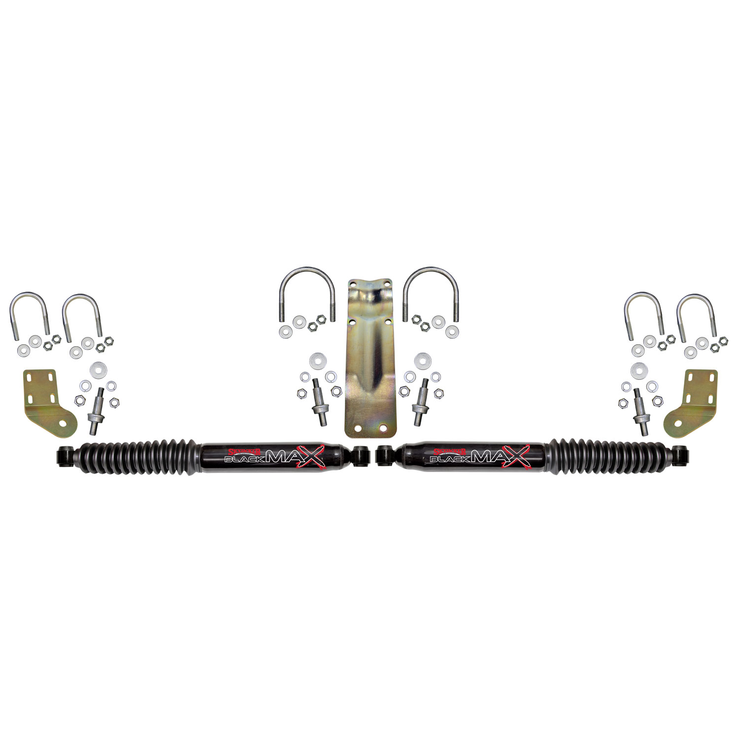 Skyjacker Black MAX Dual Steering Stabilizer Kit, Black Cylinders & Boots