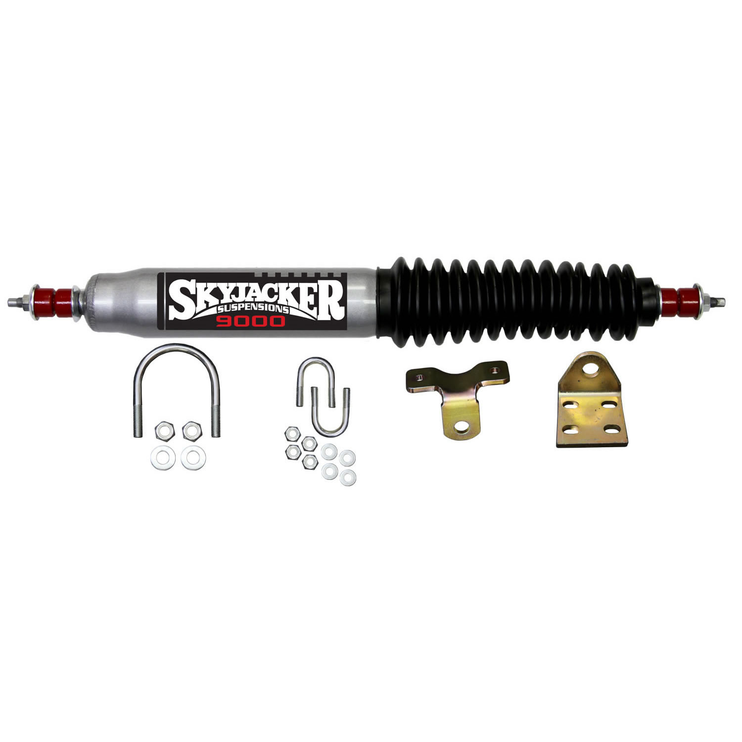 Skyjacker Single Steering Stabilizer Kit, Silver with Black Boot