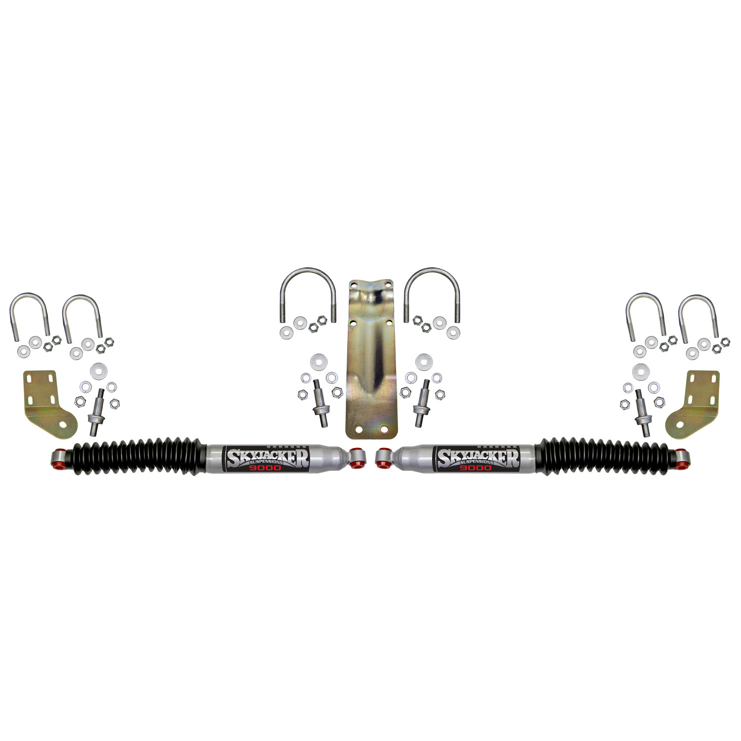 Skyjacker 9000 Series Dual Steering Stabilizer Kit, Silver Cylinders