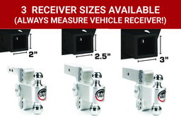 Weigh Safe 180 Hitch - Drop Hitch w/Chrome Combo Ball - 4" Drop for 2" Shank CTB4-2, view 3