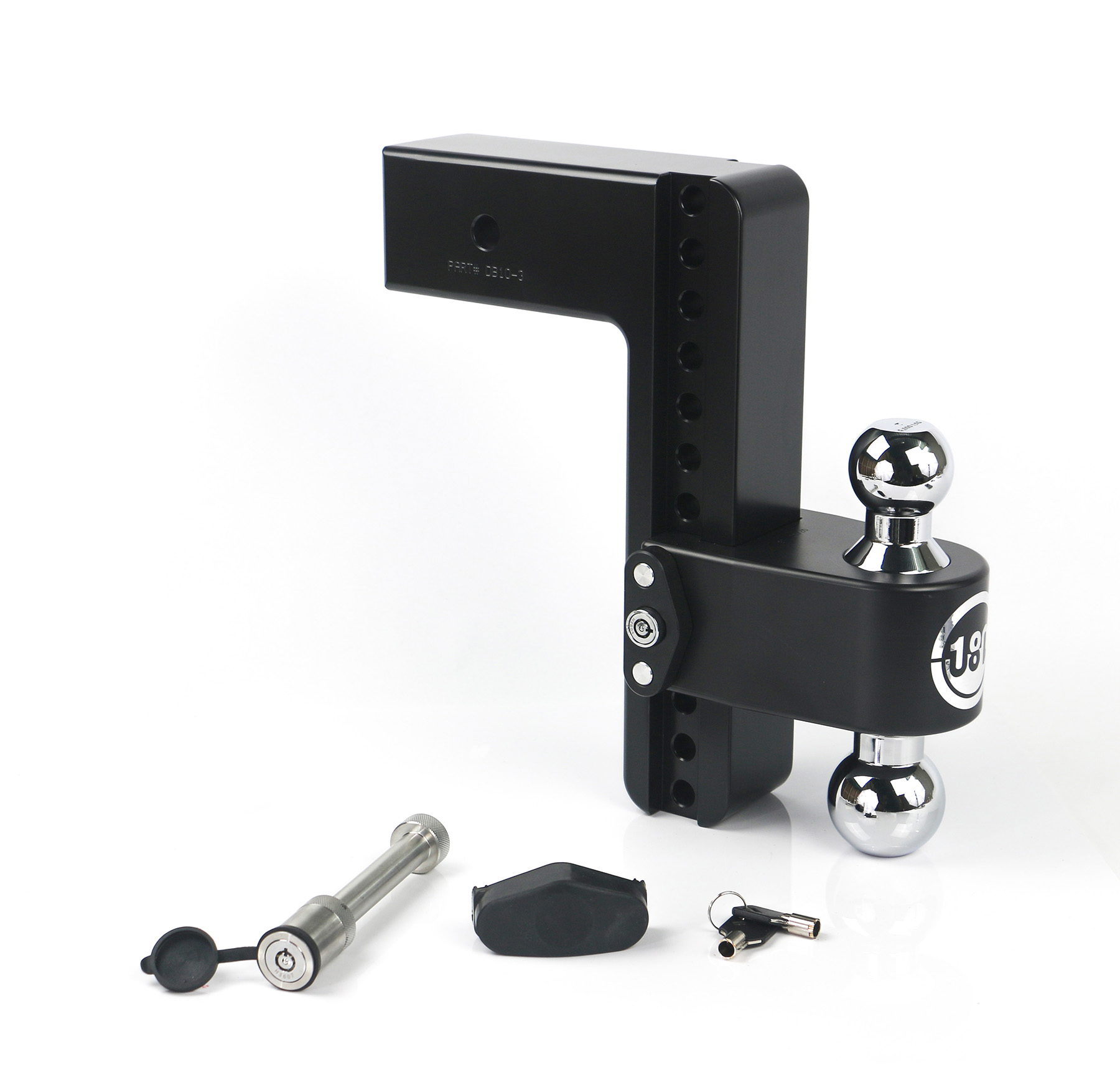 Weigh Safe Weigh Safe Black 180 Hitch w/ Chrome Combo Ball - 10" Drop for 3" Shank w/Hitch Pin Lock CTB10-3-KA-CER-BLA