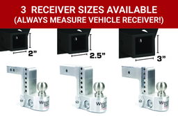 Weigh Safe Weigh Safe Adjustable Drop Hitch - 8" Drop for 2" Shank w/Hitch Lock Pin WS8-2-KA, view 5